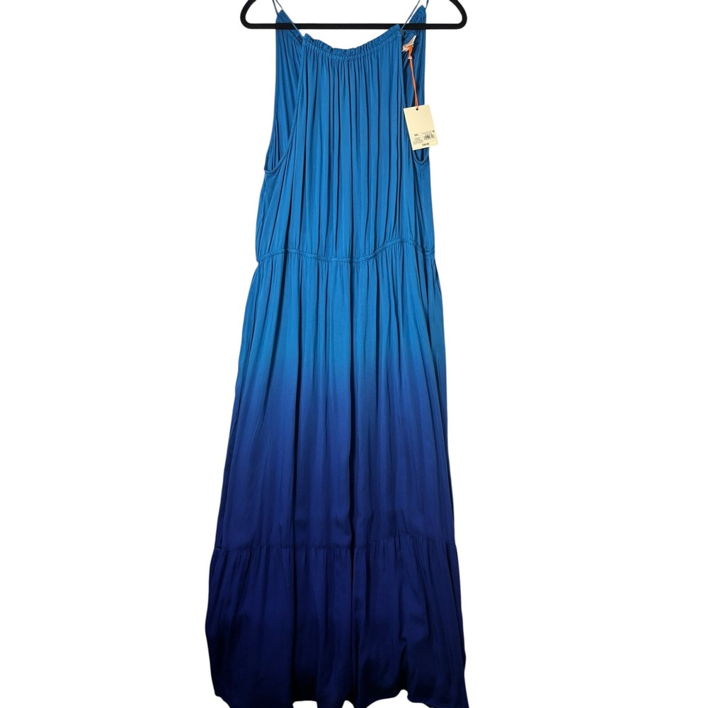 Knox Rose Blue Ombre Sleeveless Maxi Dress Tiered Boho XXL NWT